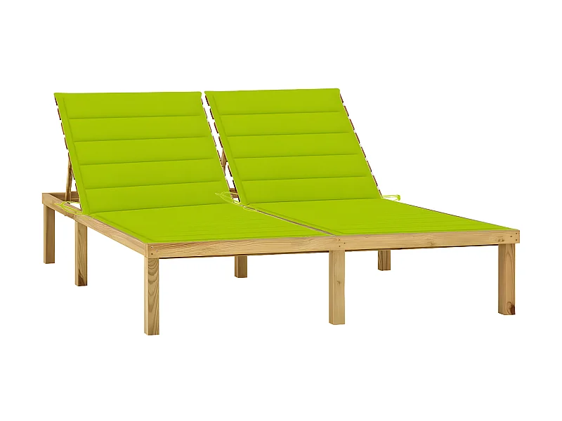 Bain de soleil double et coussin vert vif Bois de pin imprégné SEF27520
