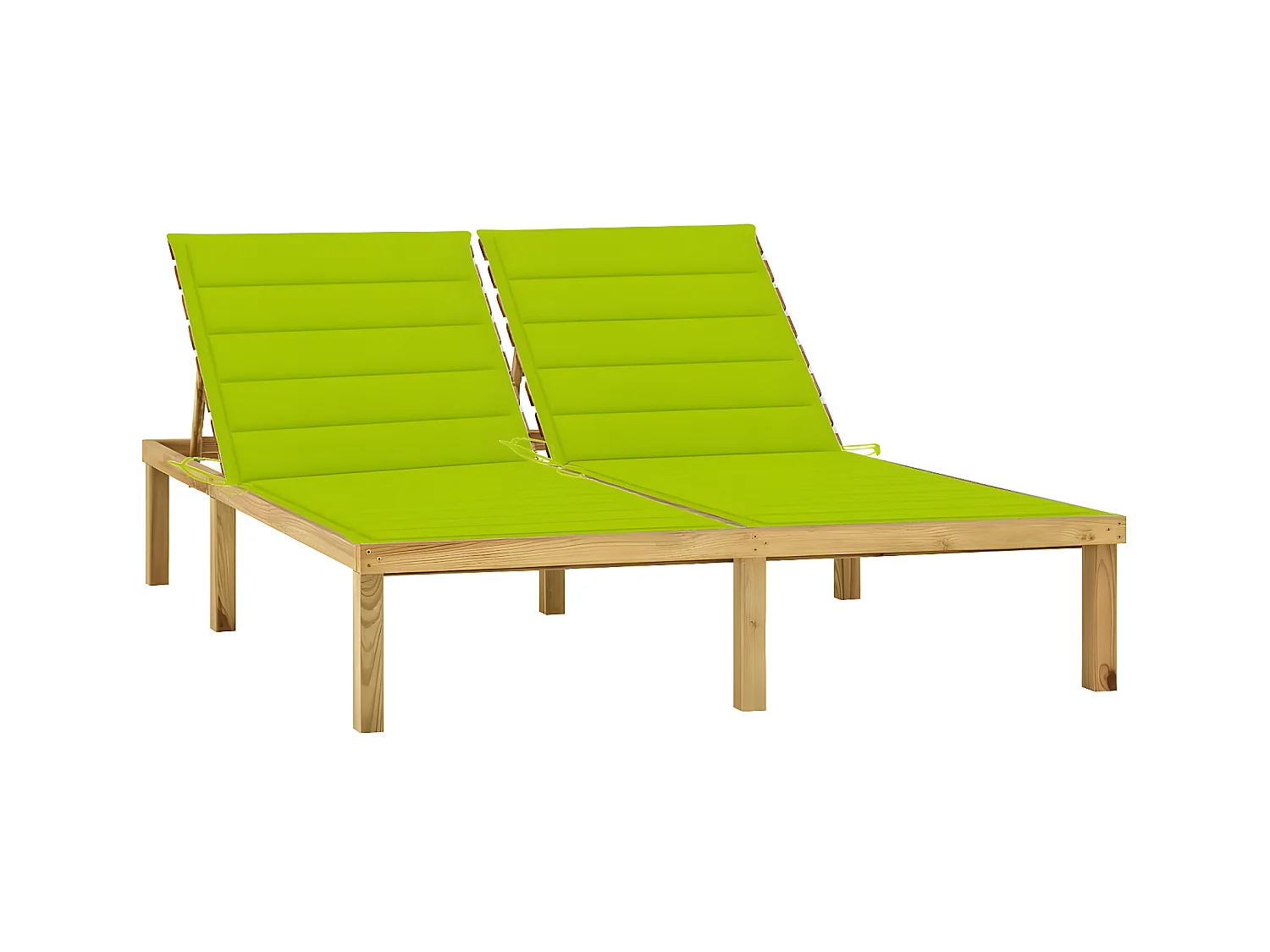 Bain de soleil double et coussin vert vif Bois de pin imprégné SEF27520