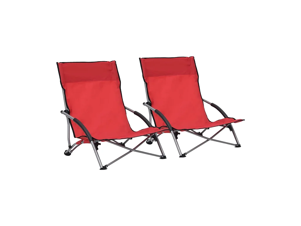 Bains de soleil pliables 2 pcs Rouge Tissu SEF13875