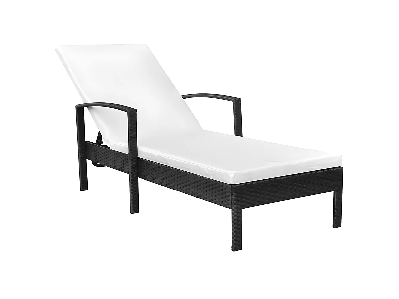 Bain de soleil avec coussin Résine tressée Noir SEF28253