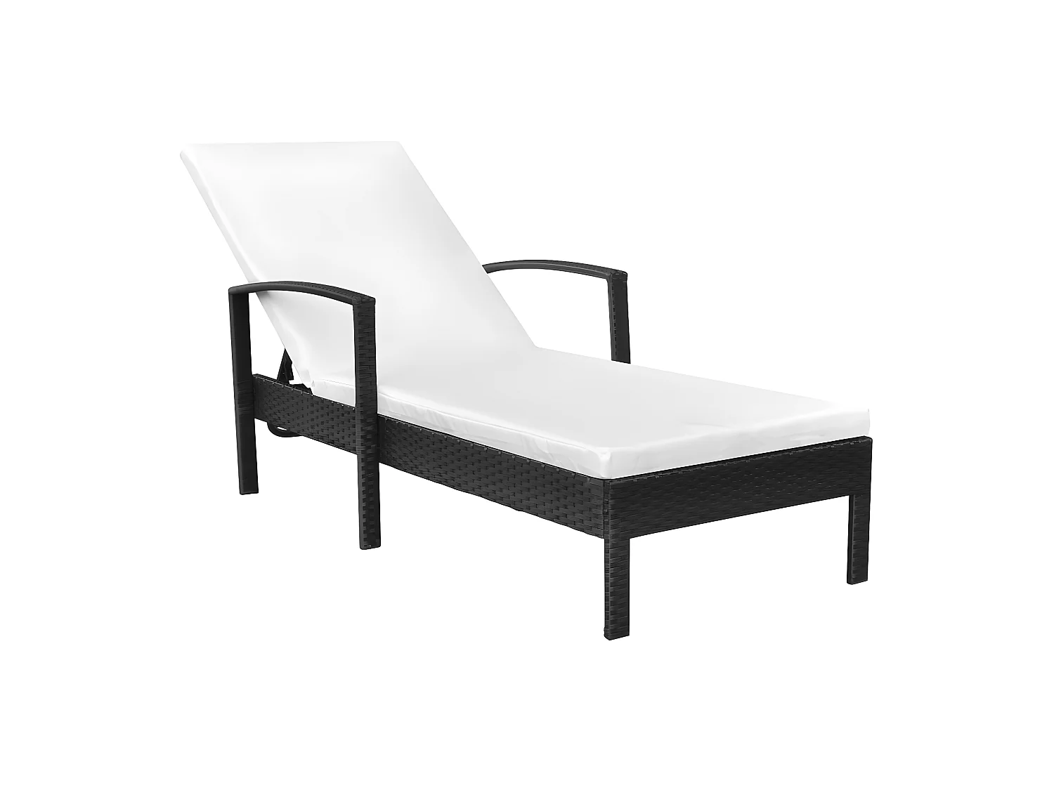 Bain de soleil avec coussin Résine tressée Noir SEF28253