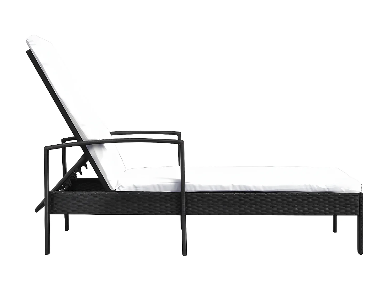 Bain de soleil avec coussin Résine tressée Noir SEF28253