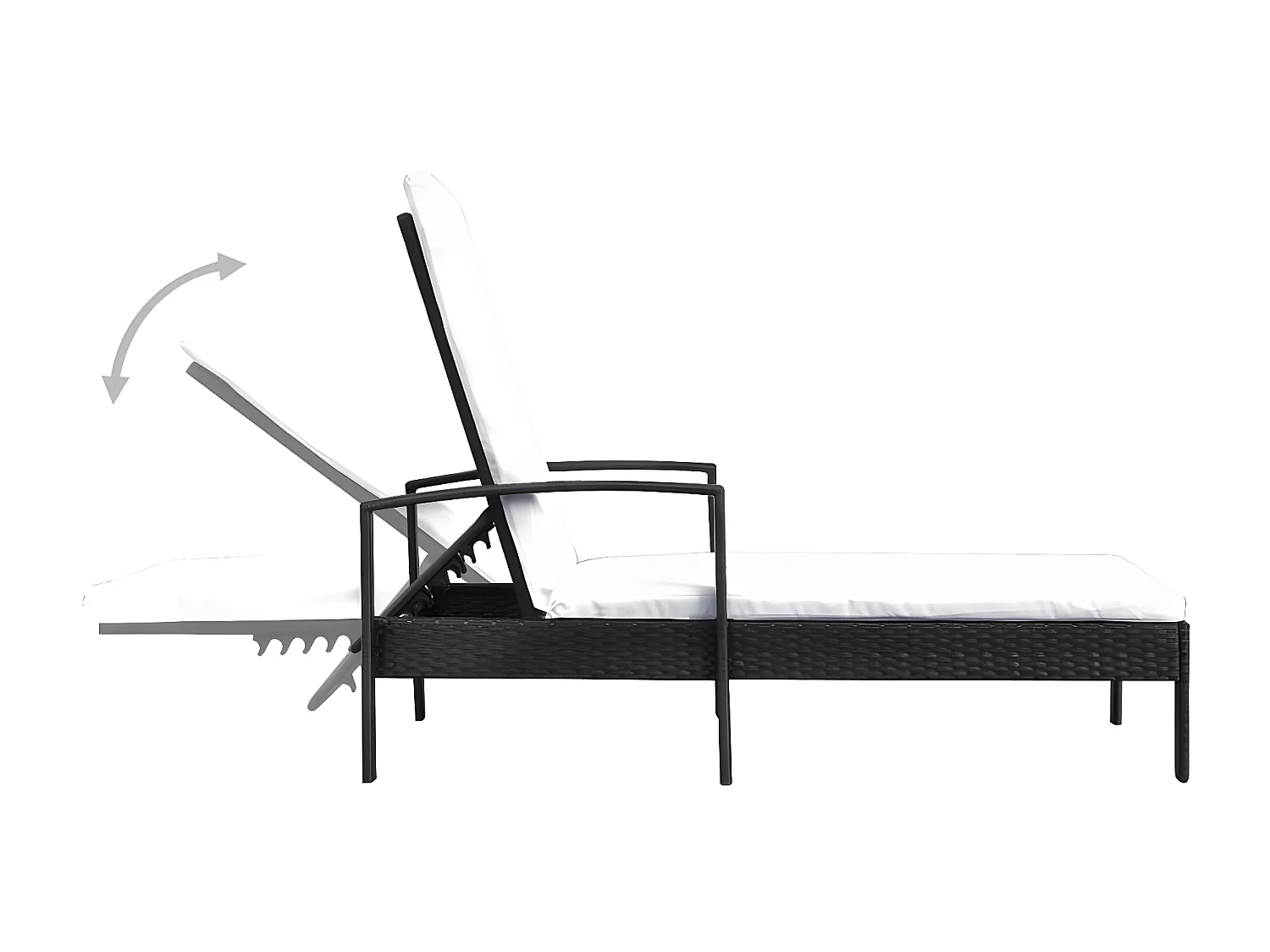 Bain de soleil avec coussin Résine tressée Noir SEF28253