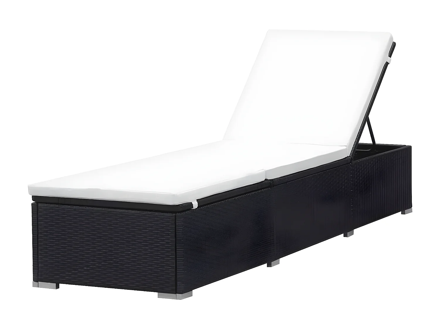 Bains de soleils avec coussins 2 pcs Résine tressée Noir SEF74210