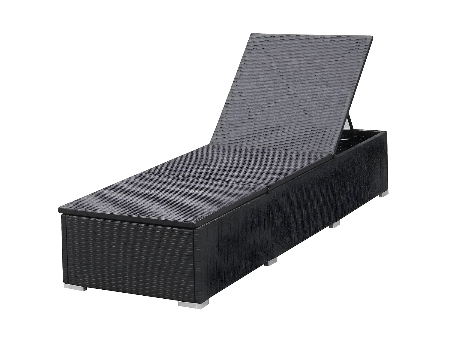 Bains de soleils avec coussins 2 pcs Résine tressée Noir SEF74210