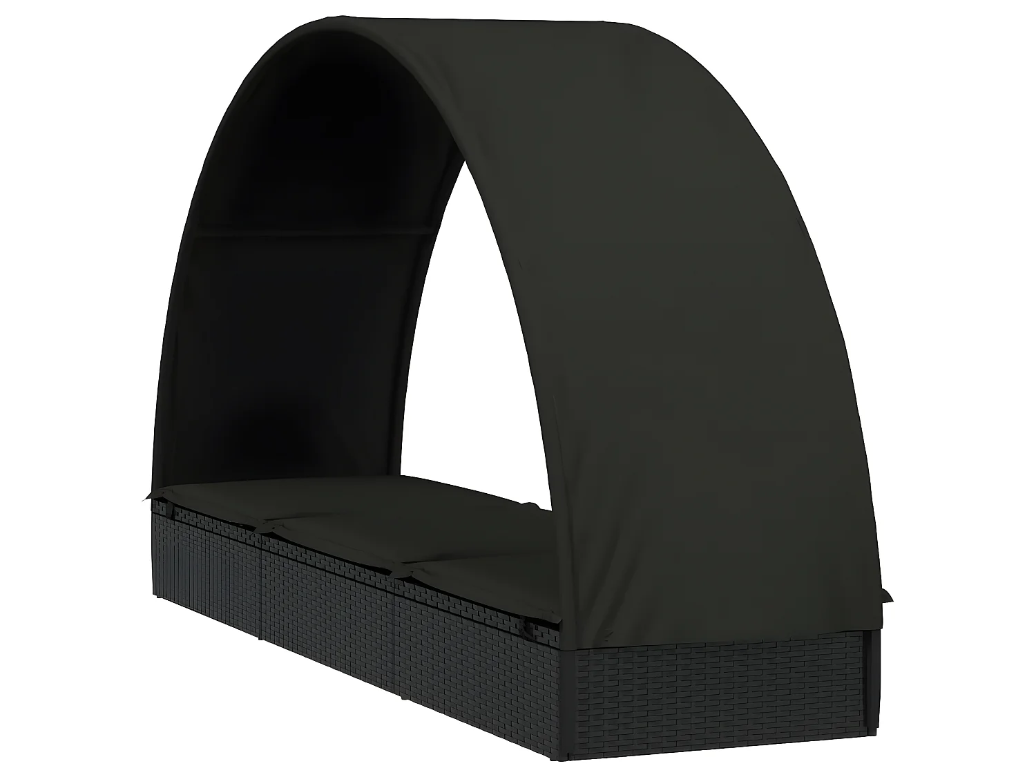 Bain de soleil avec toit rond noir 211x57x140 cm résine tressée SEF36871