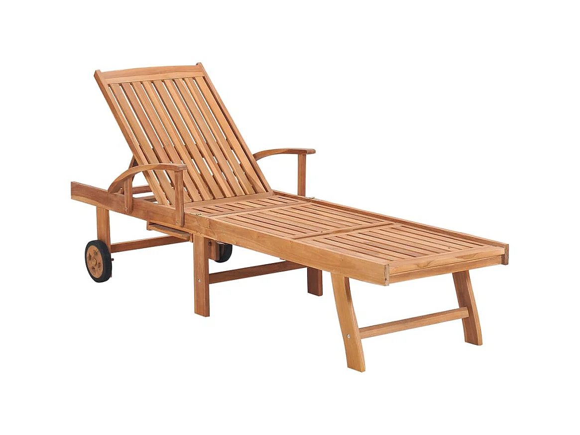 Bain de soleil avec coussin gris Bois de teck solide SEF26255
