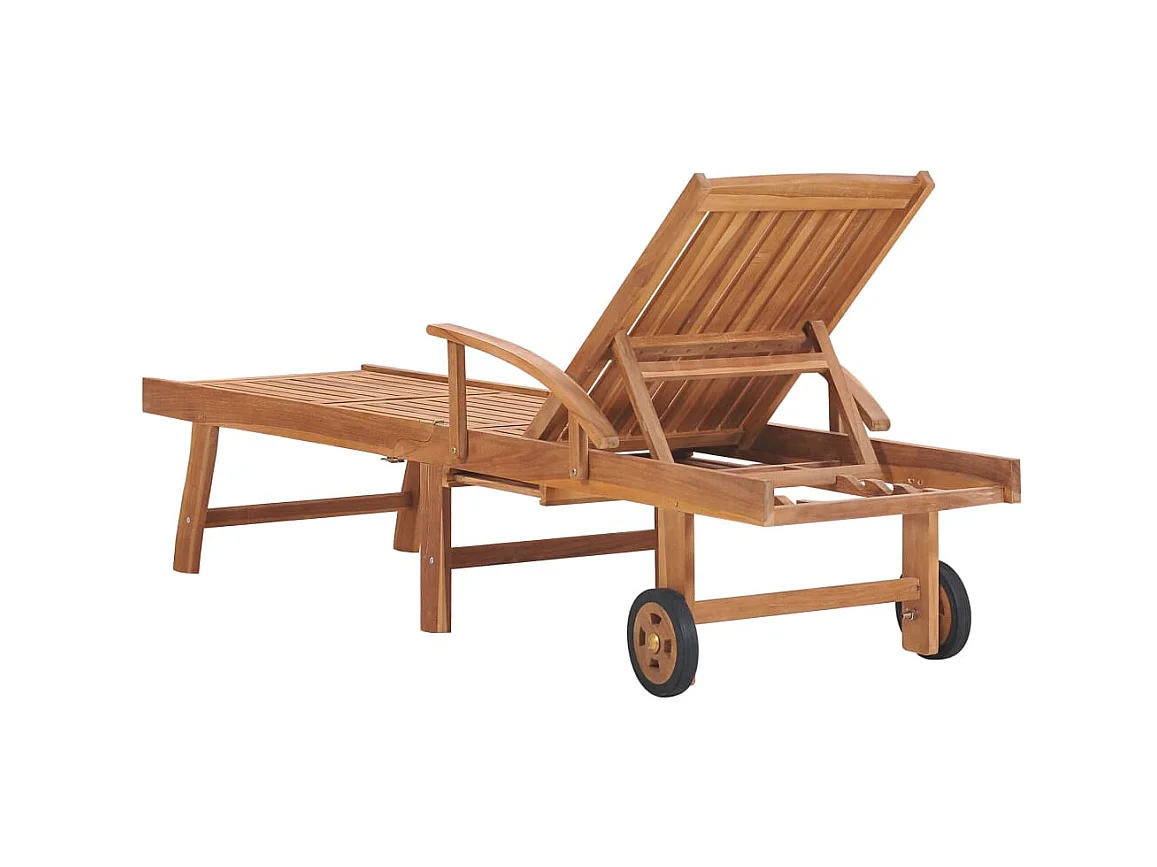 Bain de soleil avec coussin gris Bois de teck solide SEF26255