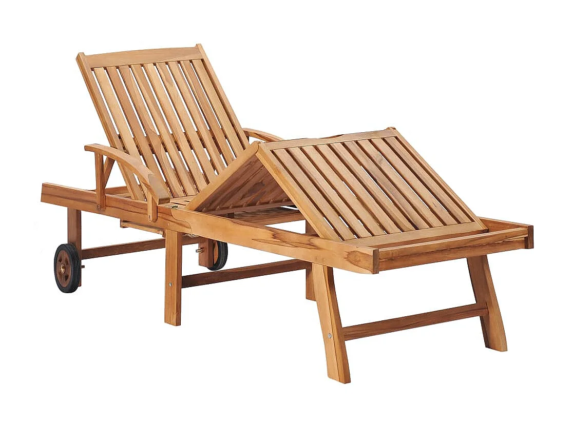 Bain de soleil avec coussin gris Bois de teck solide SEF26255