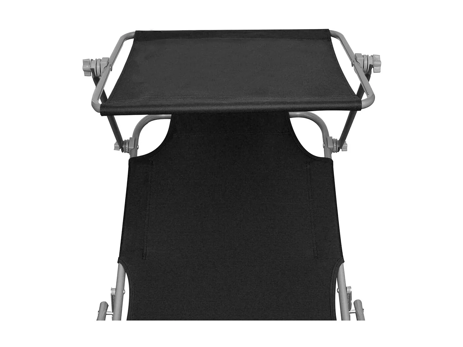 Bain de soleil pliable avec auvent Acier et tissu Noir SEF56436