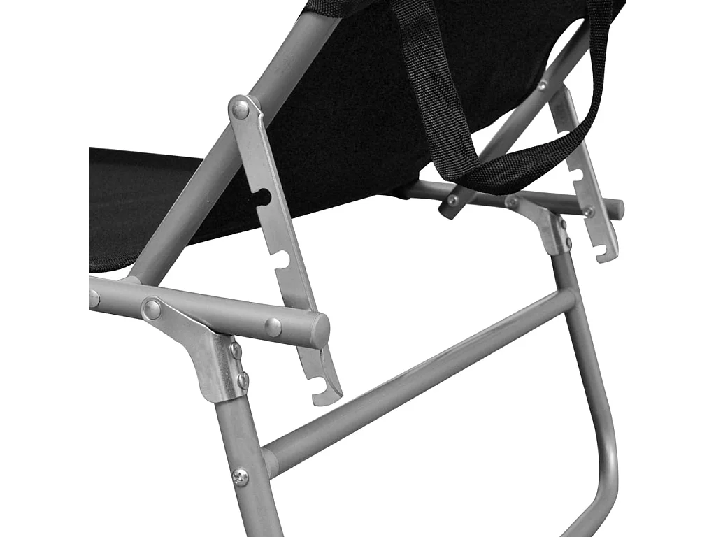Bain de soleil pliable avec auvent Acier et tissu Noir SEF56436