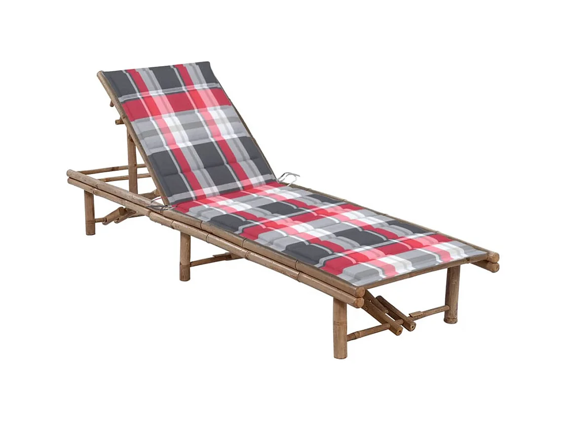 Bain de soleil de jardin avec coussin Bambou SEF60117