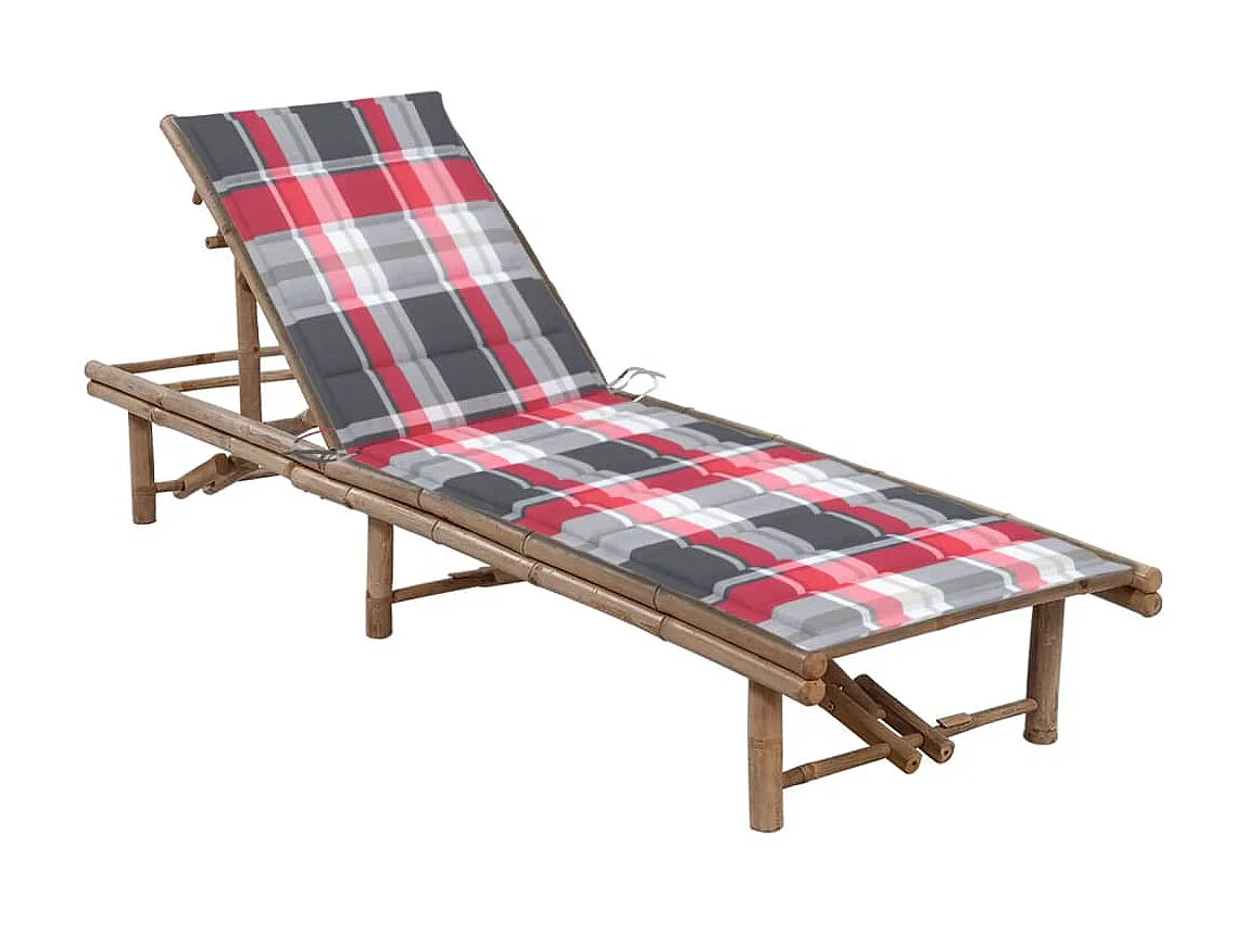 Bain de soleil de jardin avec coussin Bambou SEF60117
