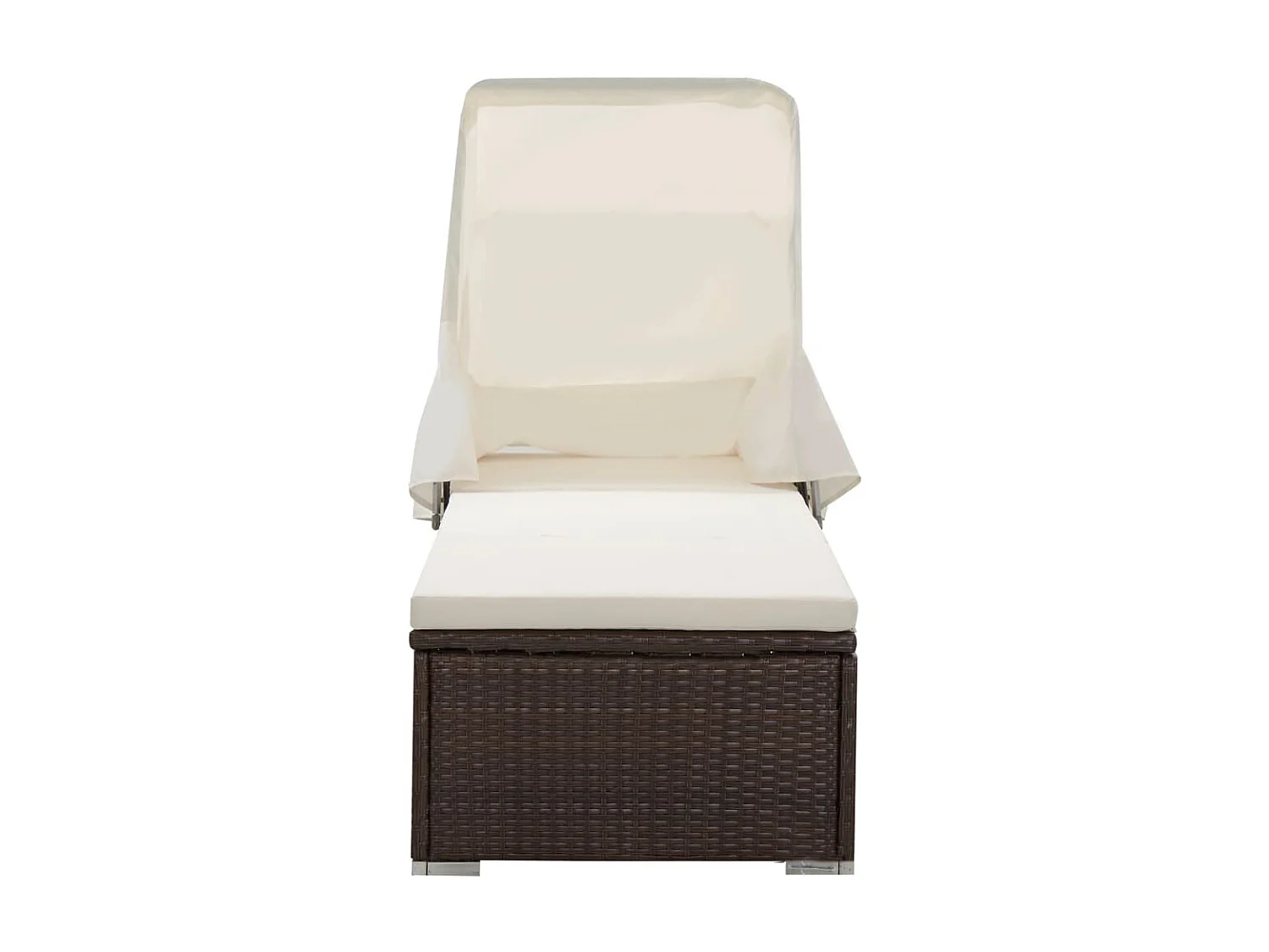 Bain de soleil avec auvent et coussin Résine tressée Marron SEF85521