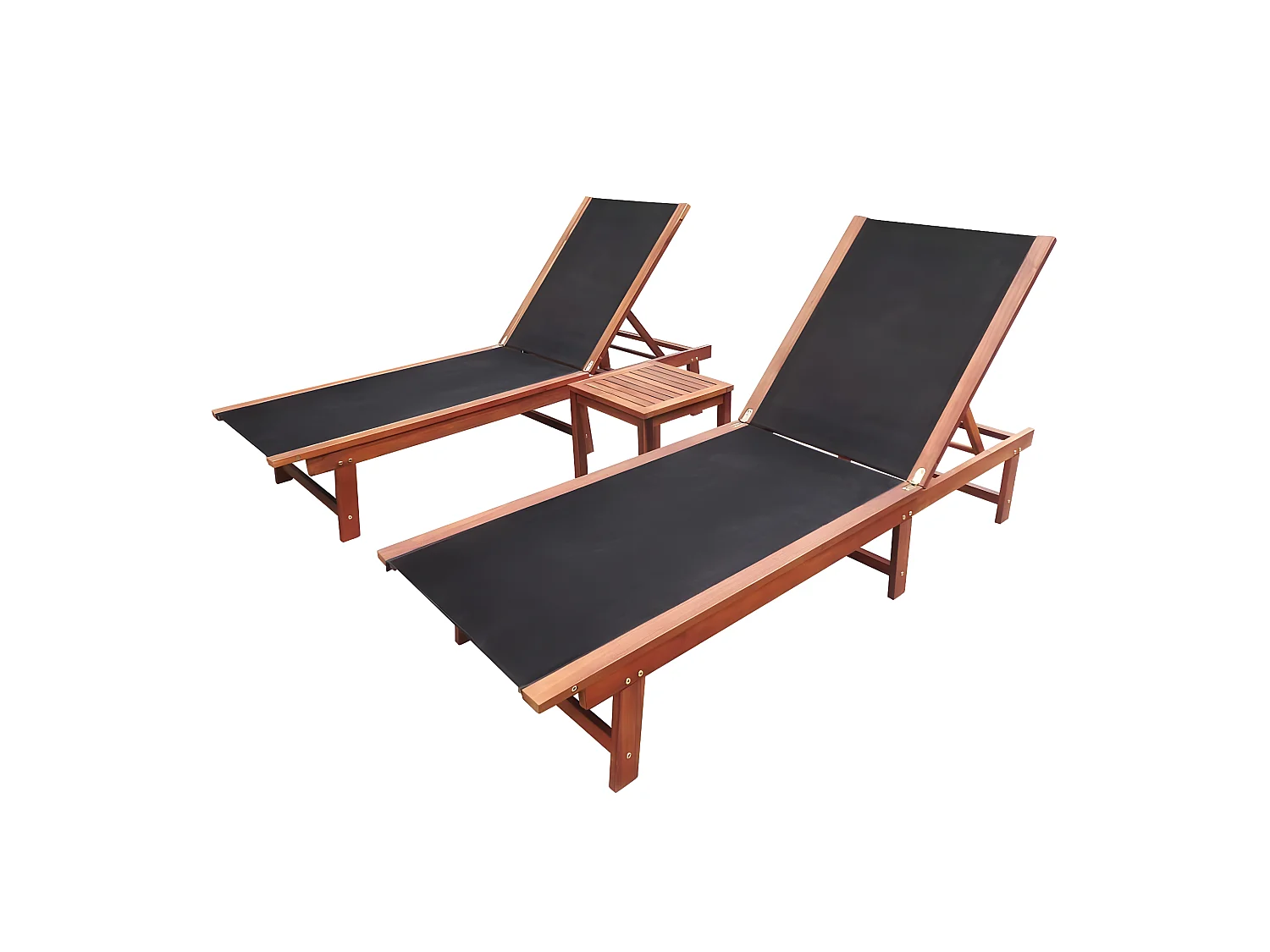 Espreguiçadeiras c/ mesa 2 pcs acácia maciça e textilene PT393897