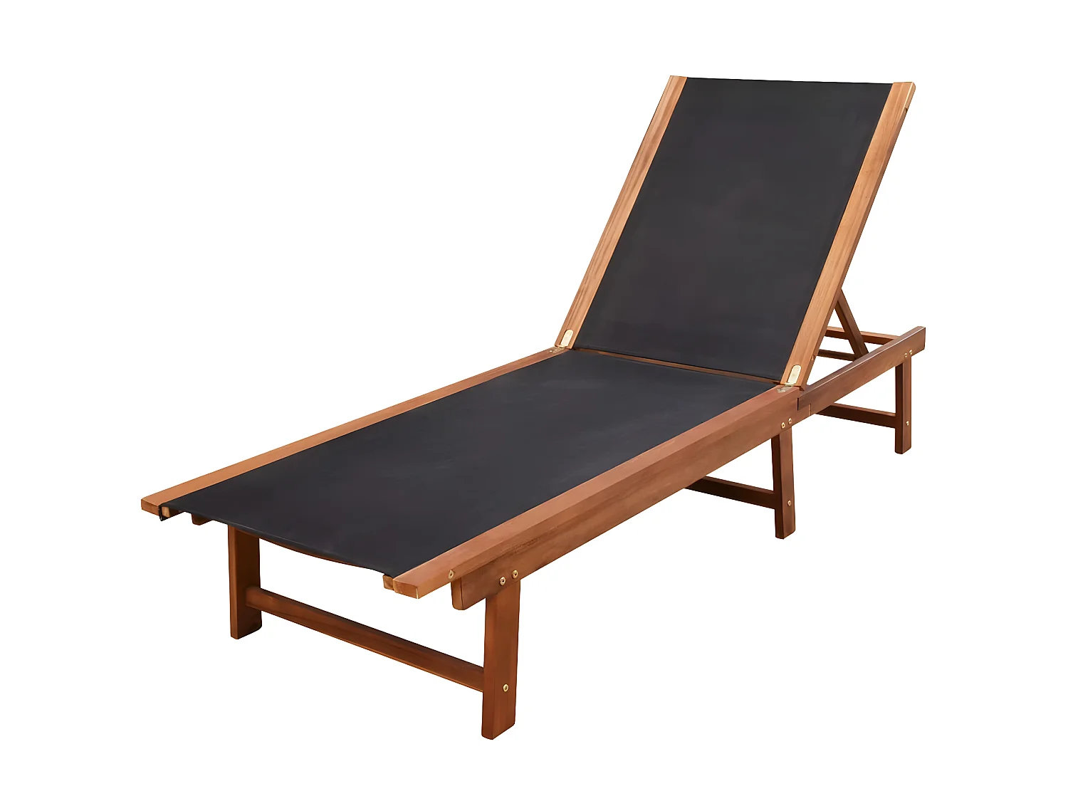 Bains de soleils 2pcs et table Bois d'acacia solide et textilène SEF37390