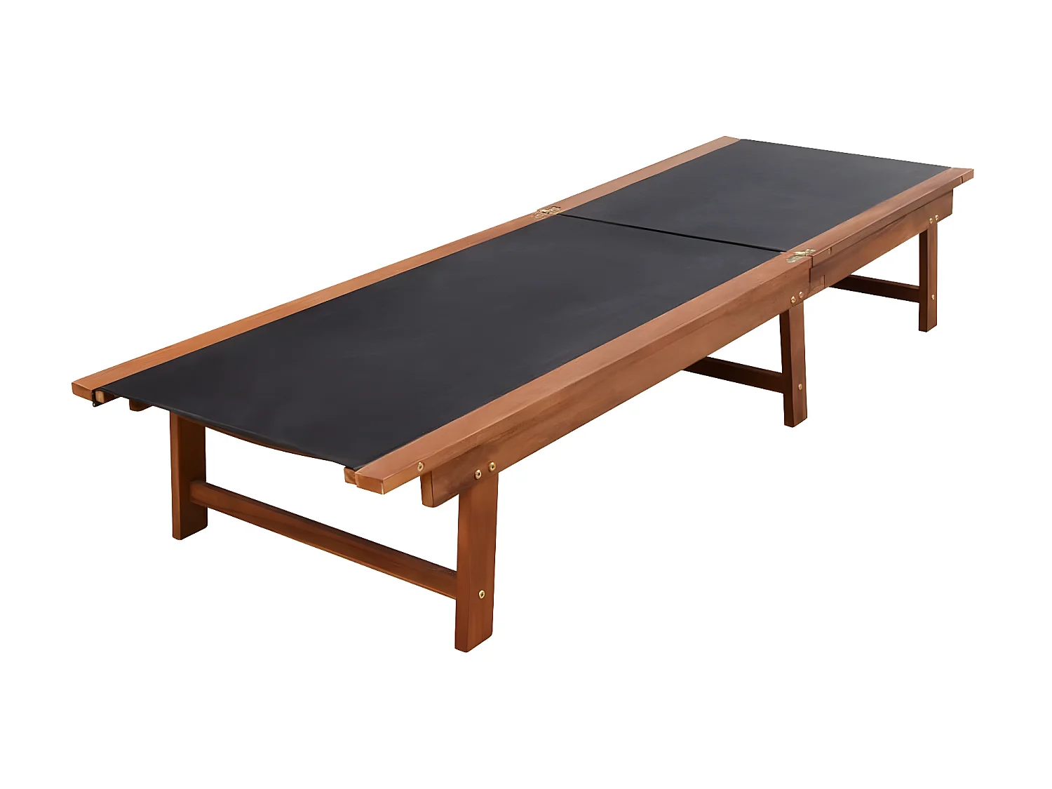 Bains de soleils 2pcs et table Bois d'acacia solide et textilène SEF37390