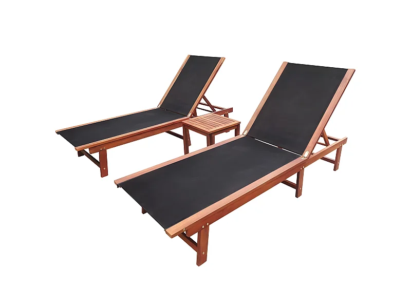 Espreguiçadeiras c/ mesa 2 pcs acácia maciça e textilene PT393897