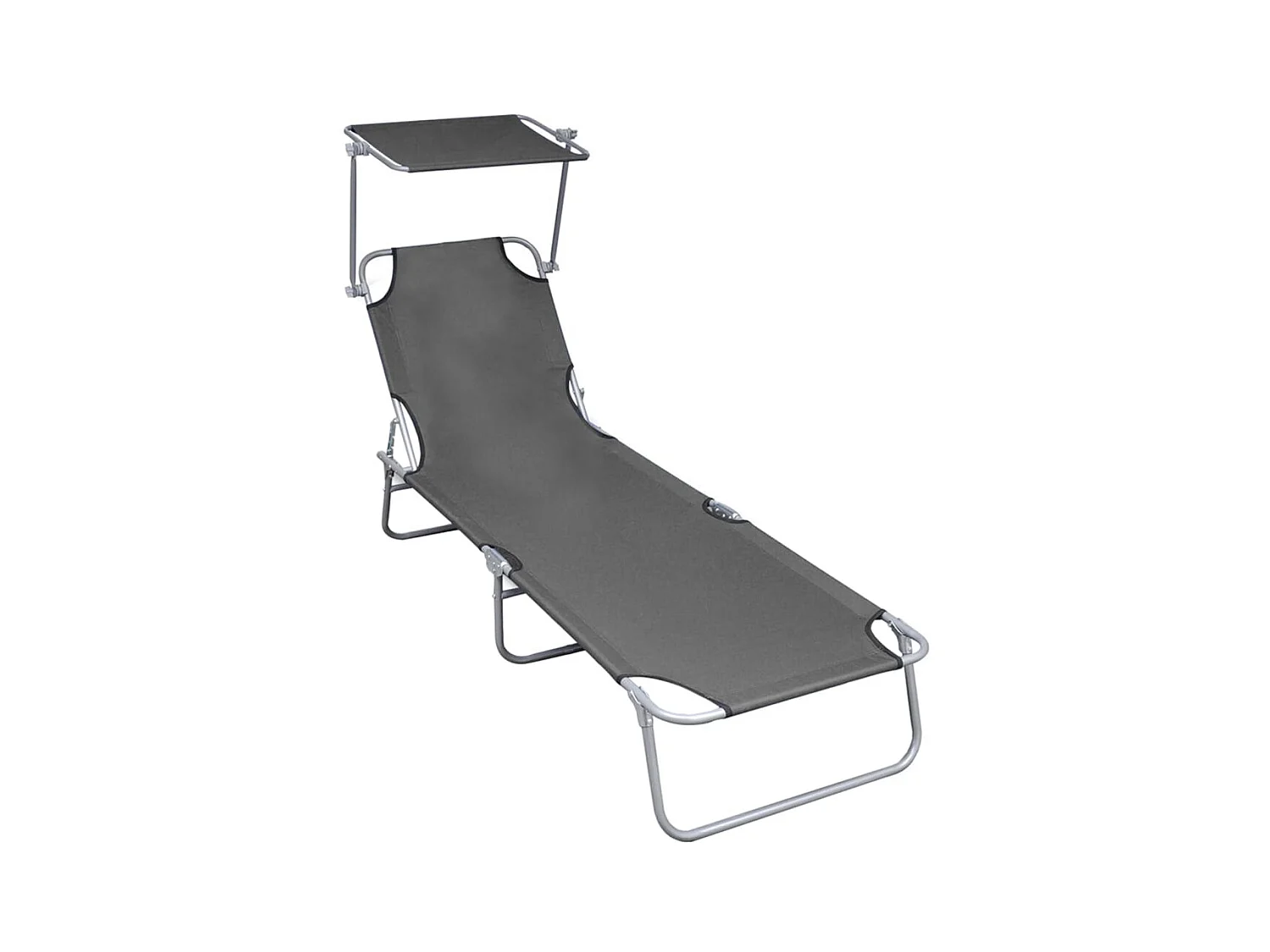 Bain de soleil pliable avec auvent Gris Aluminium SEF10825