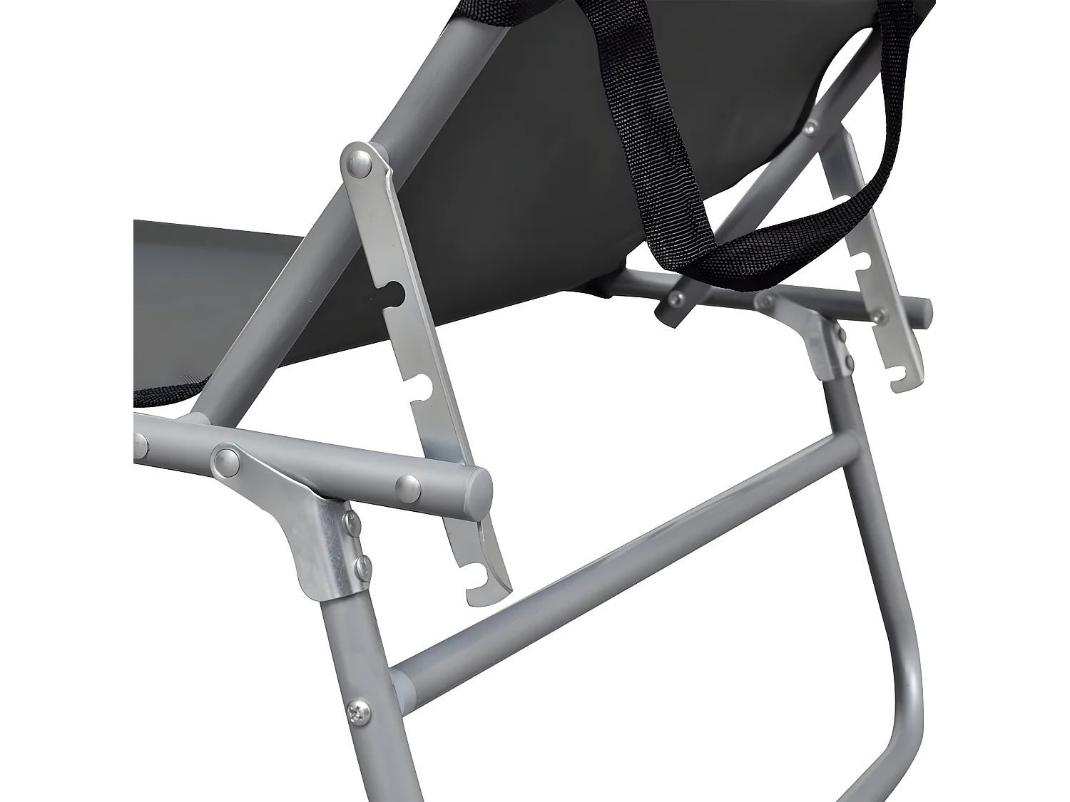 Bain de soleil pliable avec auvent Gris Aluminium SEF10825