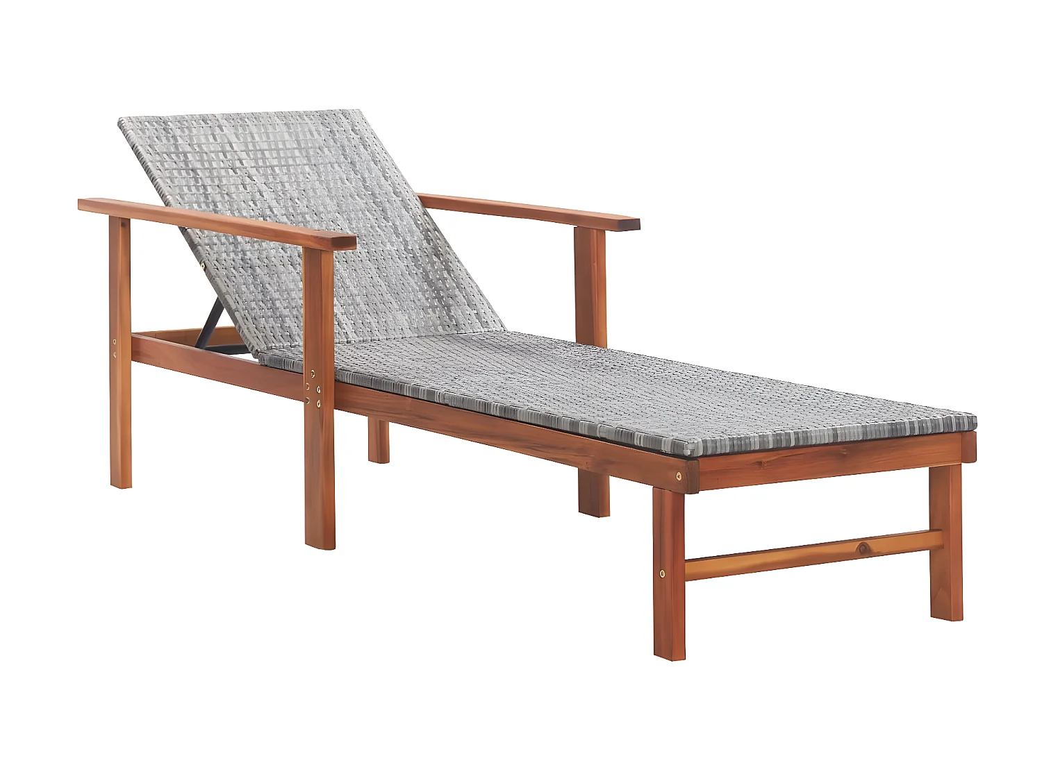 Tumbona de madera maciza de acacia y ratán sintético gris ES43261