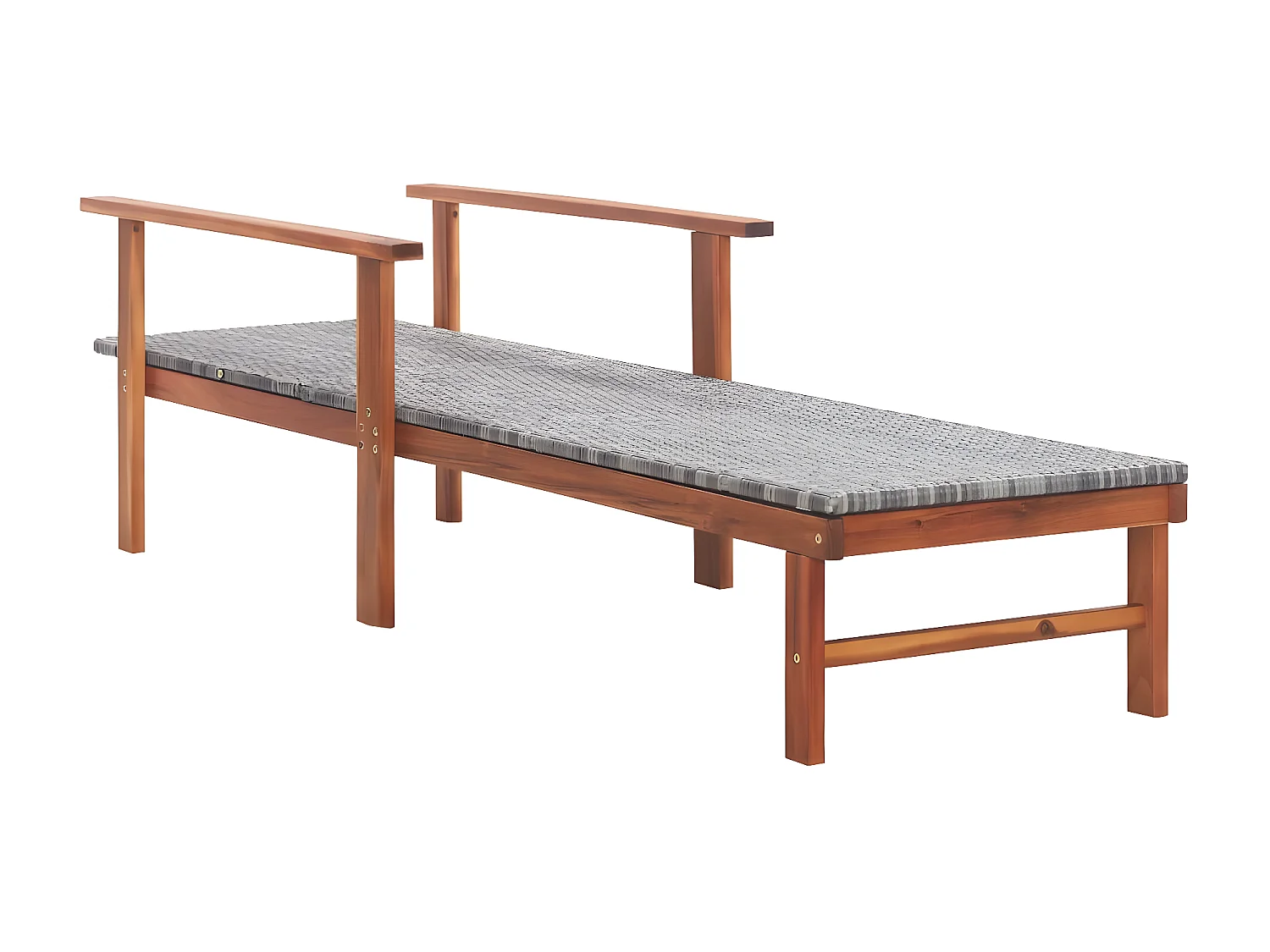 Tumbona de madera maciza de acacia y ratán sintético gris ES43261