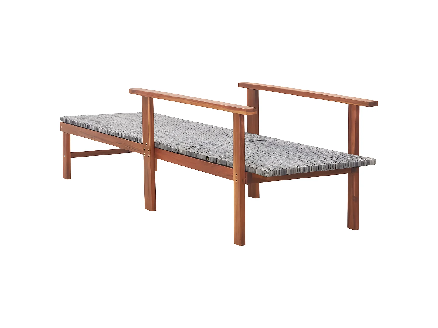 Tumbona de madera maciza de acacia y ratán sintético gris ES43261