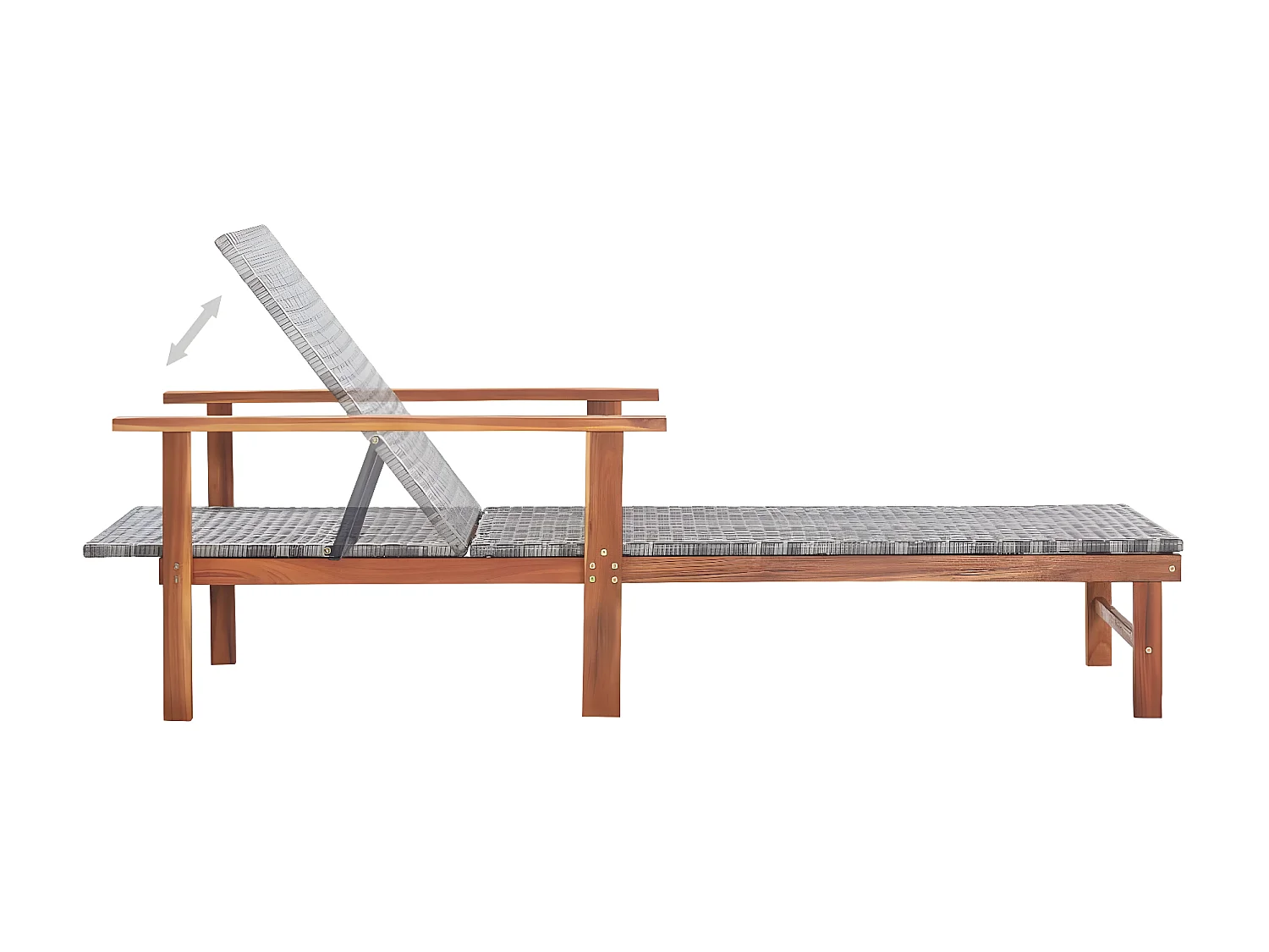 Tumbona de madera maciza de acacia y ratán sintético gris ES43261