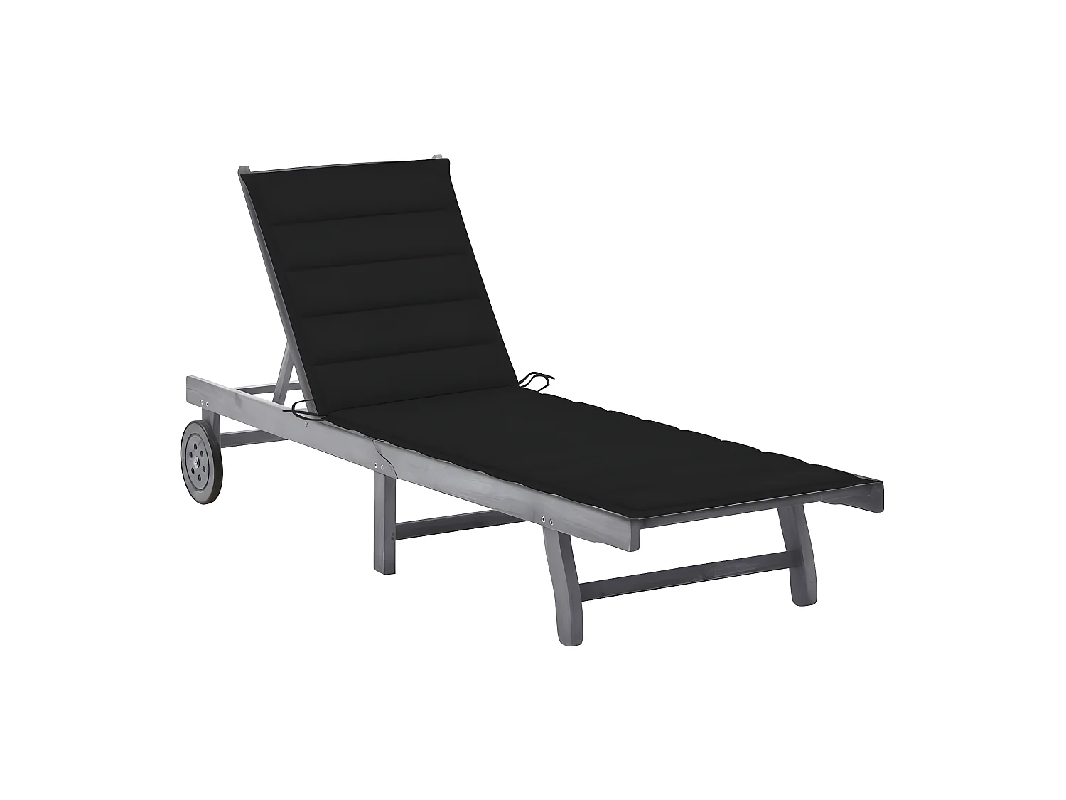 Bain de soleil de jardin avec coussin Gris Bois d'acacia solide SEF97540