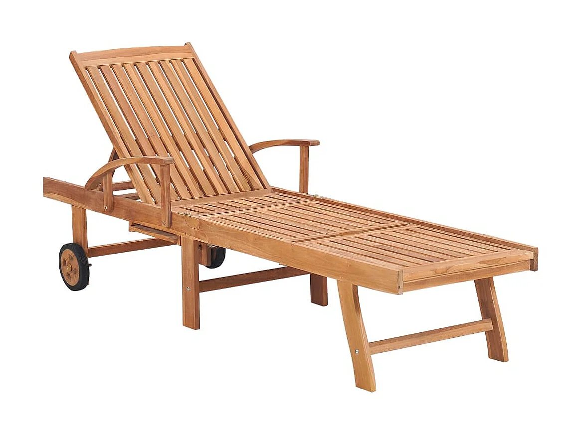 Tumbona con cojín crema madera maciza de teca ES98988