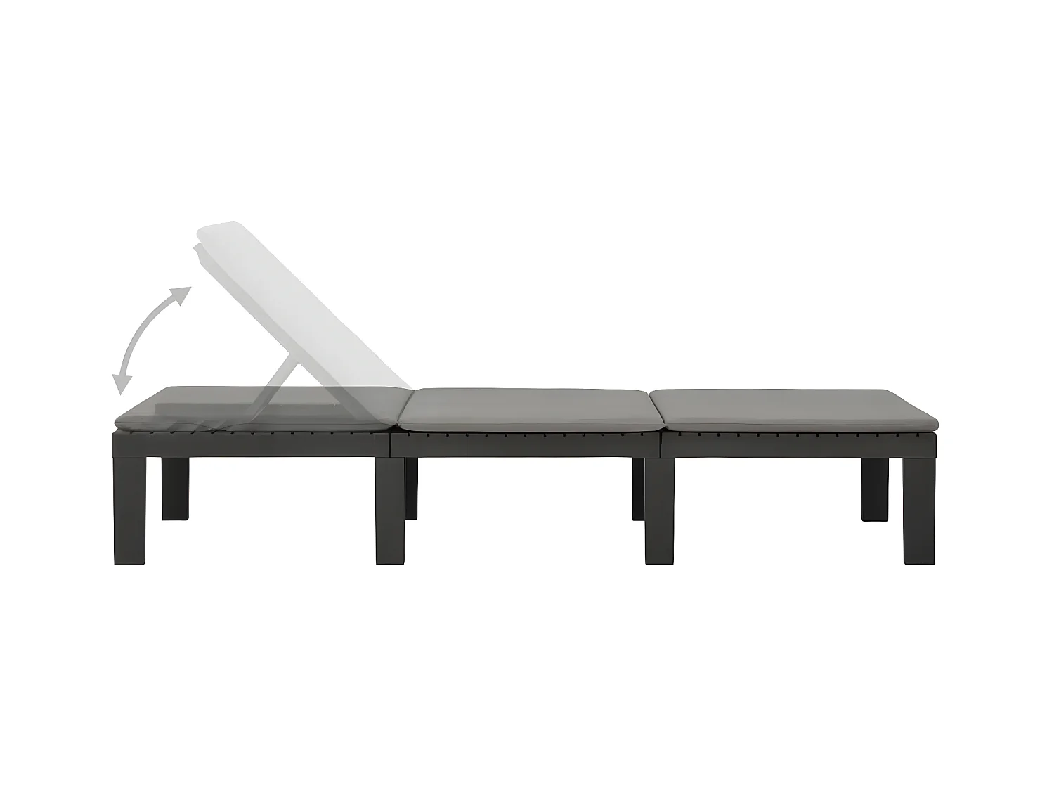 Bain de soleil avec coussin Plastique Anthracite SEF30614
