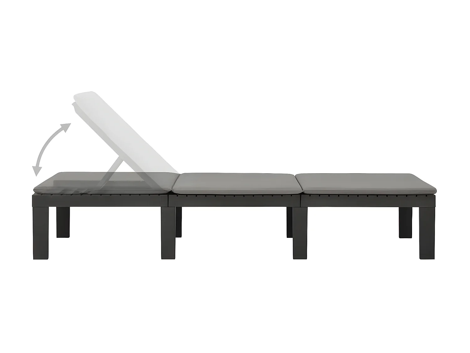 Ligbed met kussen kunststof antracietkleurig NL352213