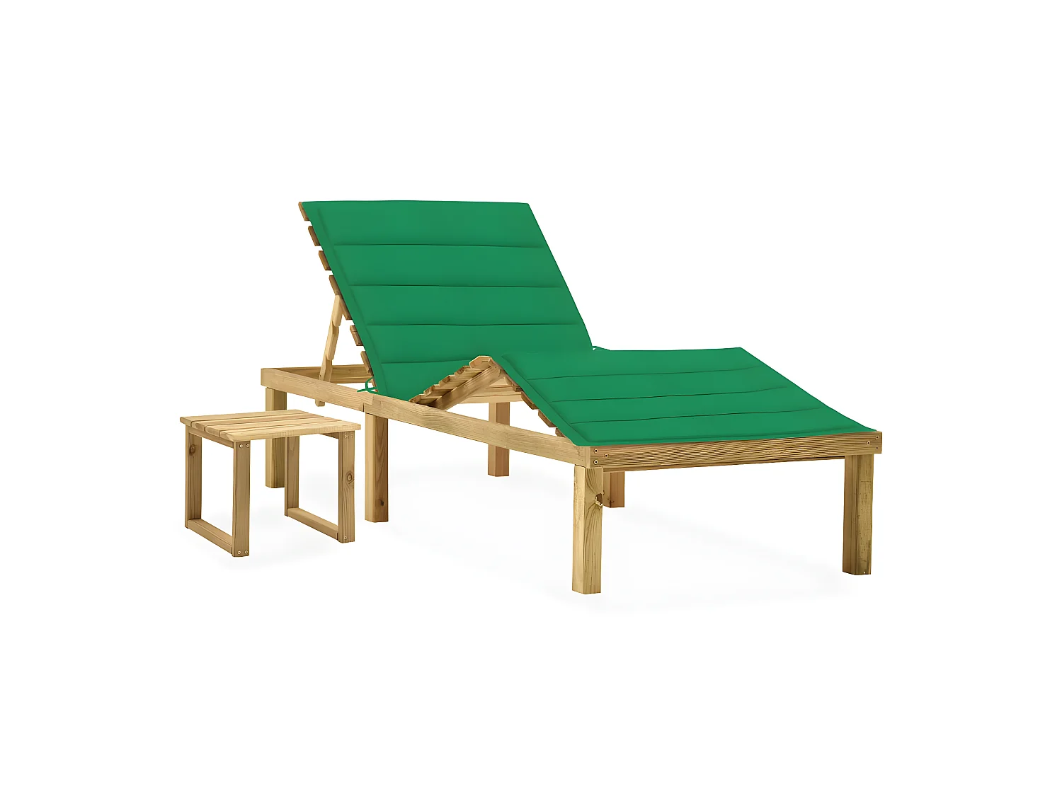 Bain de soleil de jardin avec table et coussin Pin imprégné SEF88106