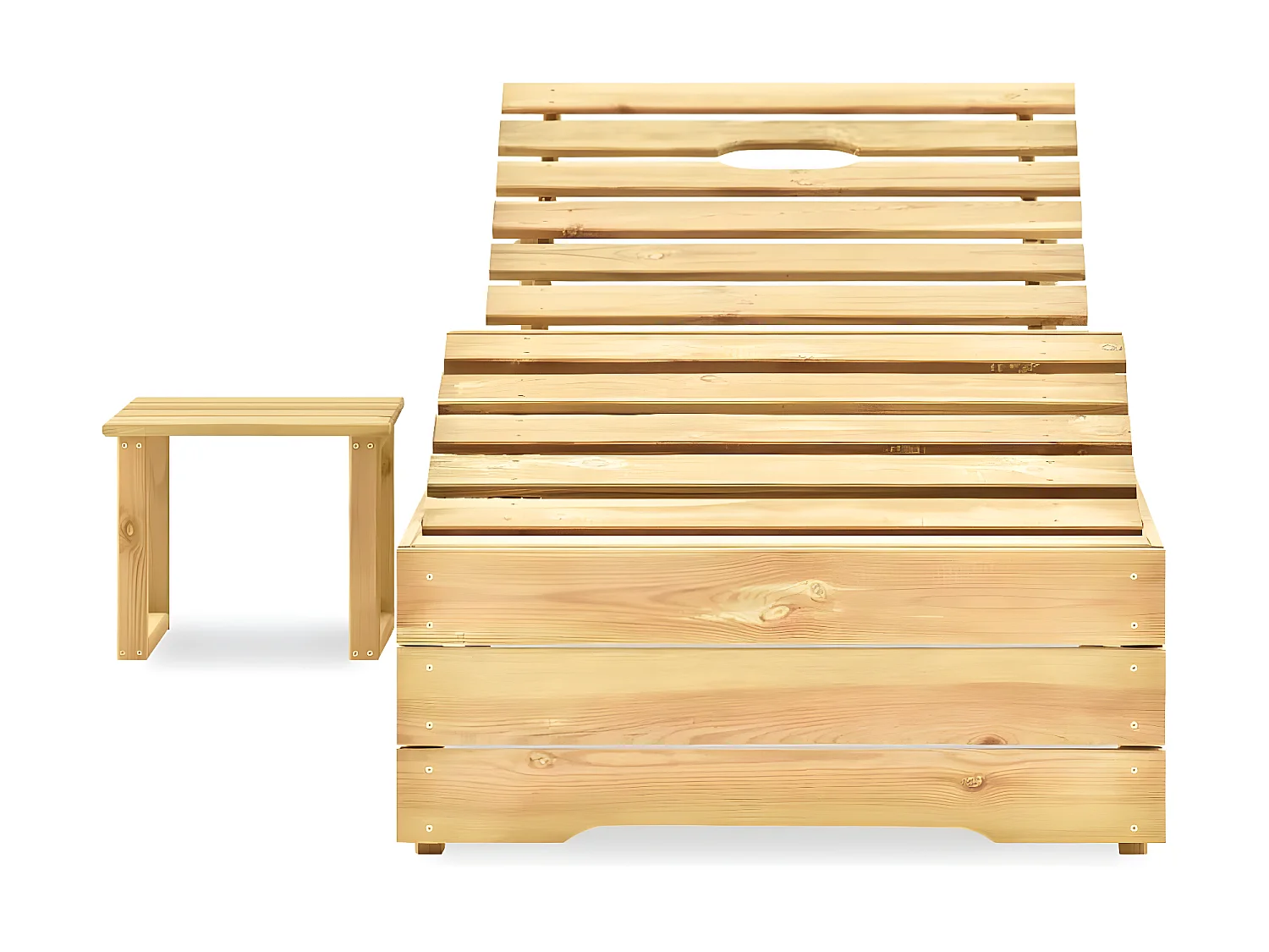 Bain de soleil avec table Bois de pin imprégné de vert SEF23516