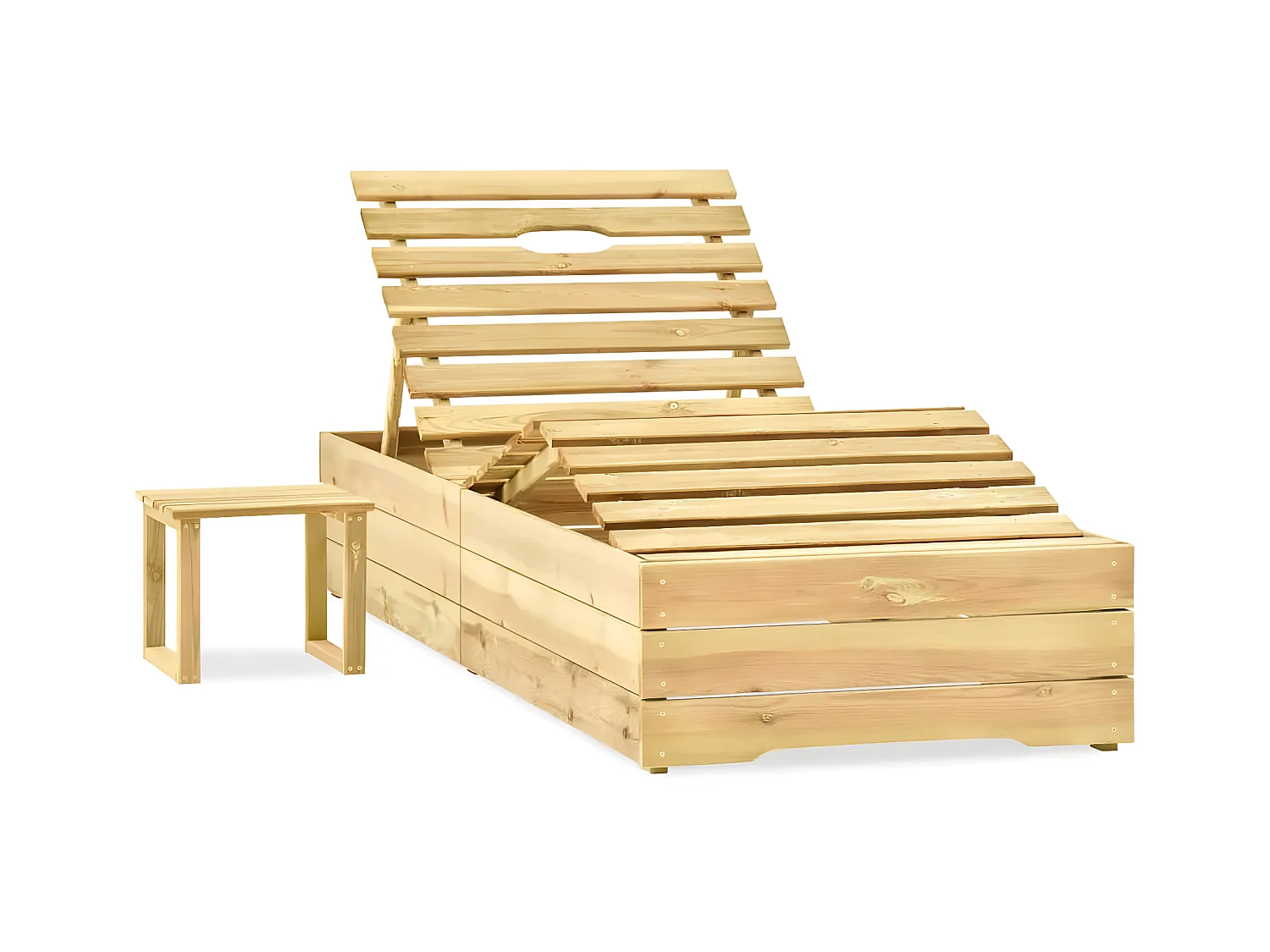 Bain de soleil avec table Bois de pin imprégné de vert SEF23516