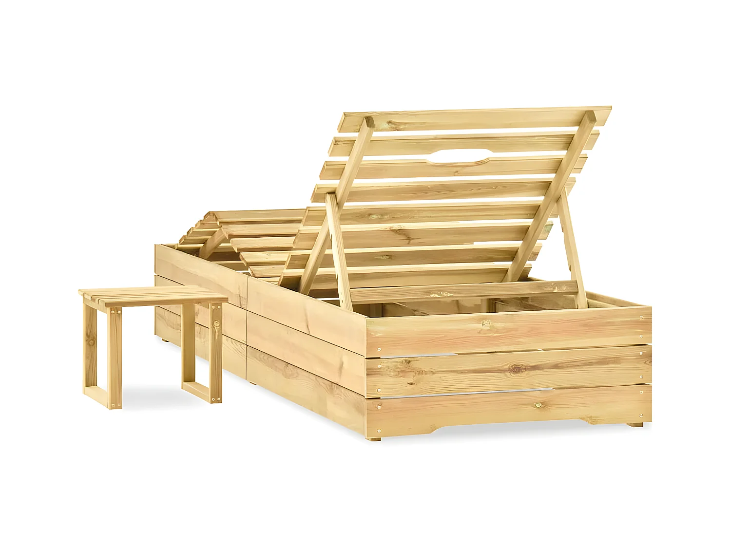 Bain de soleil avec table Bois de pin imprégné de vert SEF23516