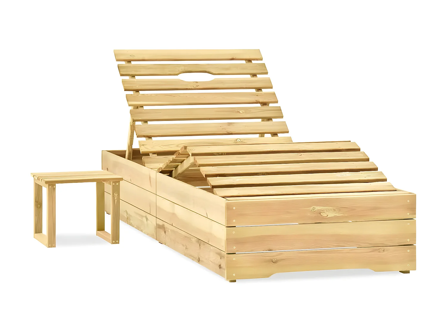 Tumbona con mesa madera de madera de pino impregnada verde ES25042