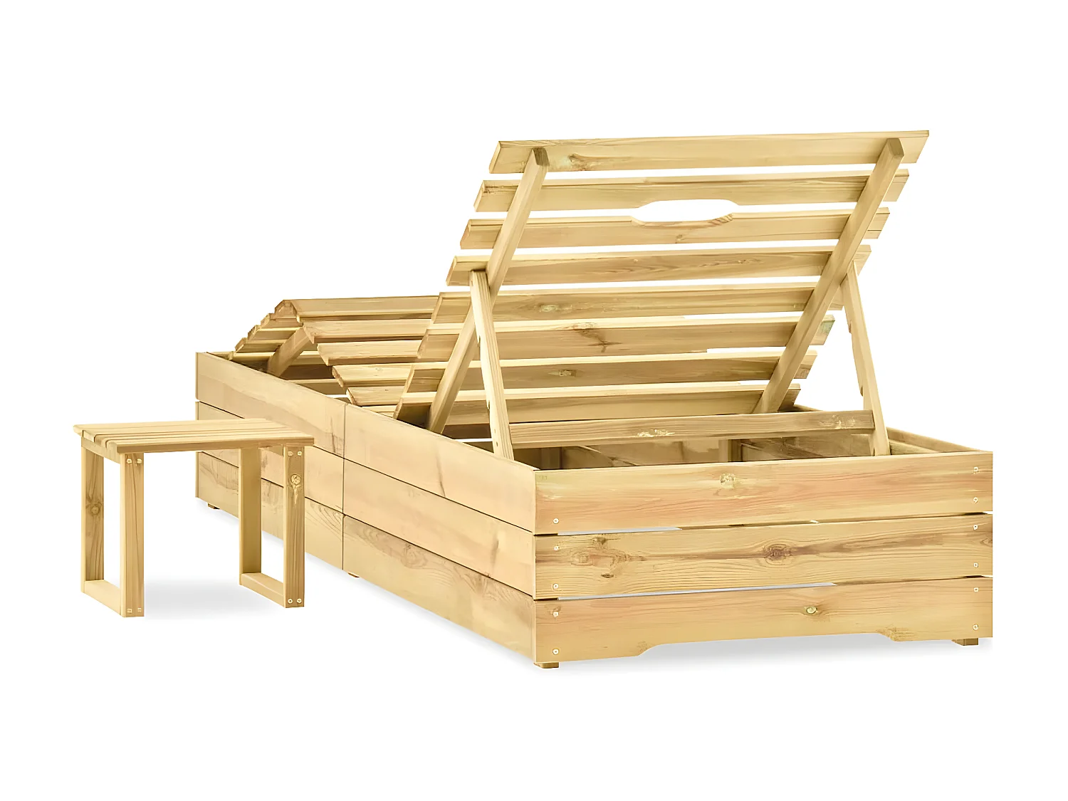 Tumbona con mesa madera de madera de pino impregnada verde ES25042