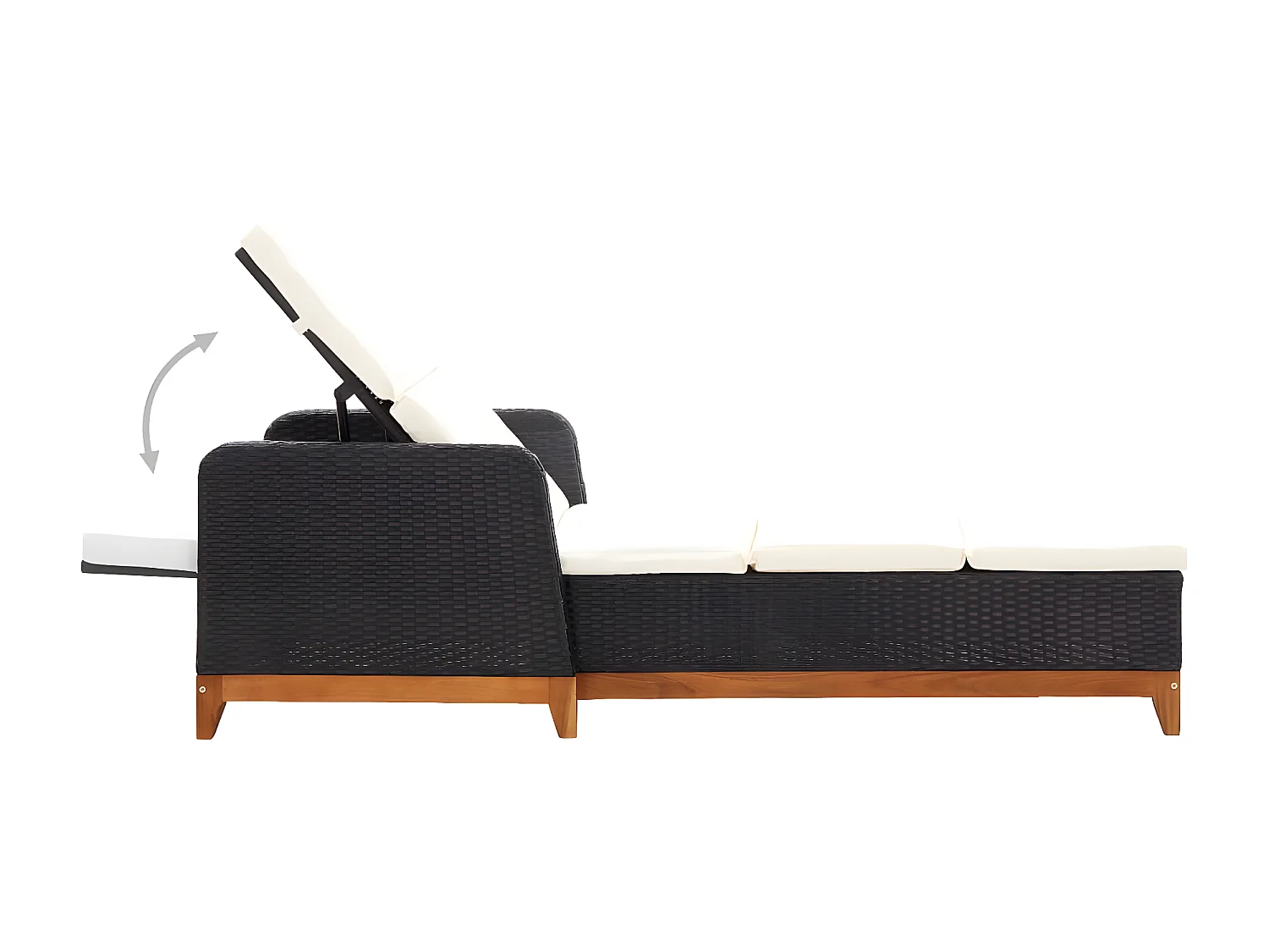 Tumbona de ratán sintético y madera maciza de acacia negro ES15062