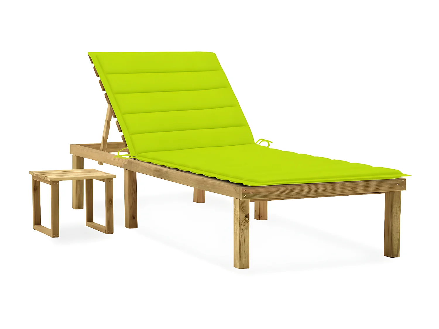 Bain de soleil de jardin avec table et coussin Pin imprégné SEF86363