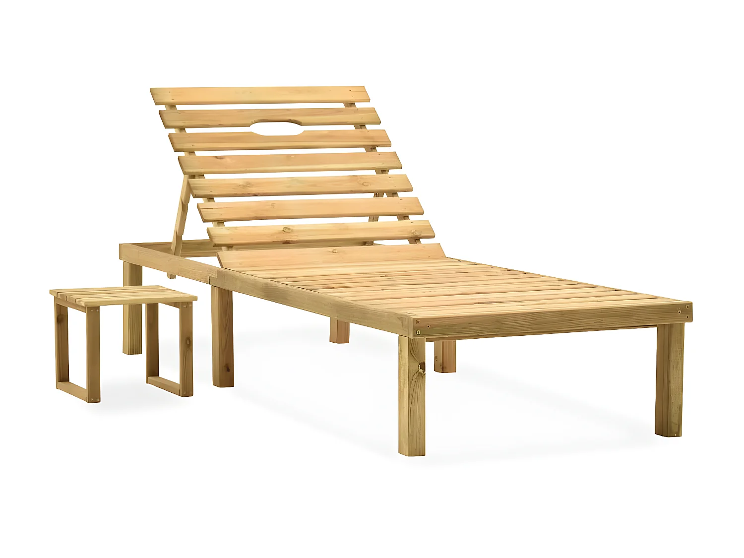 Bain de soleil de jardin avec table et coussin Pin imprégné SEF86363