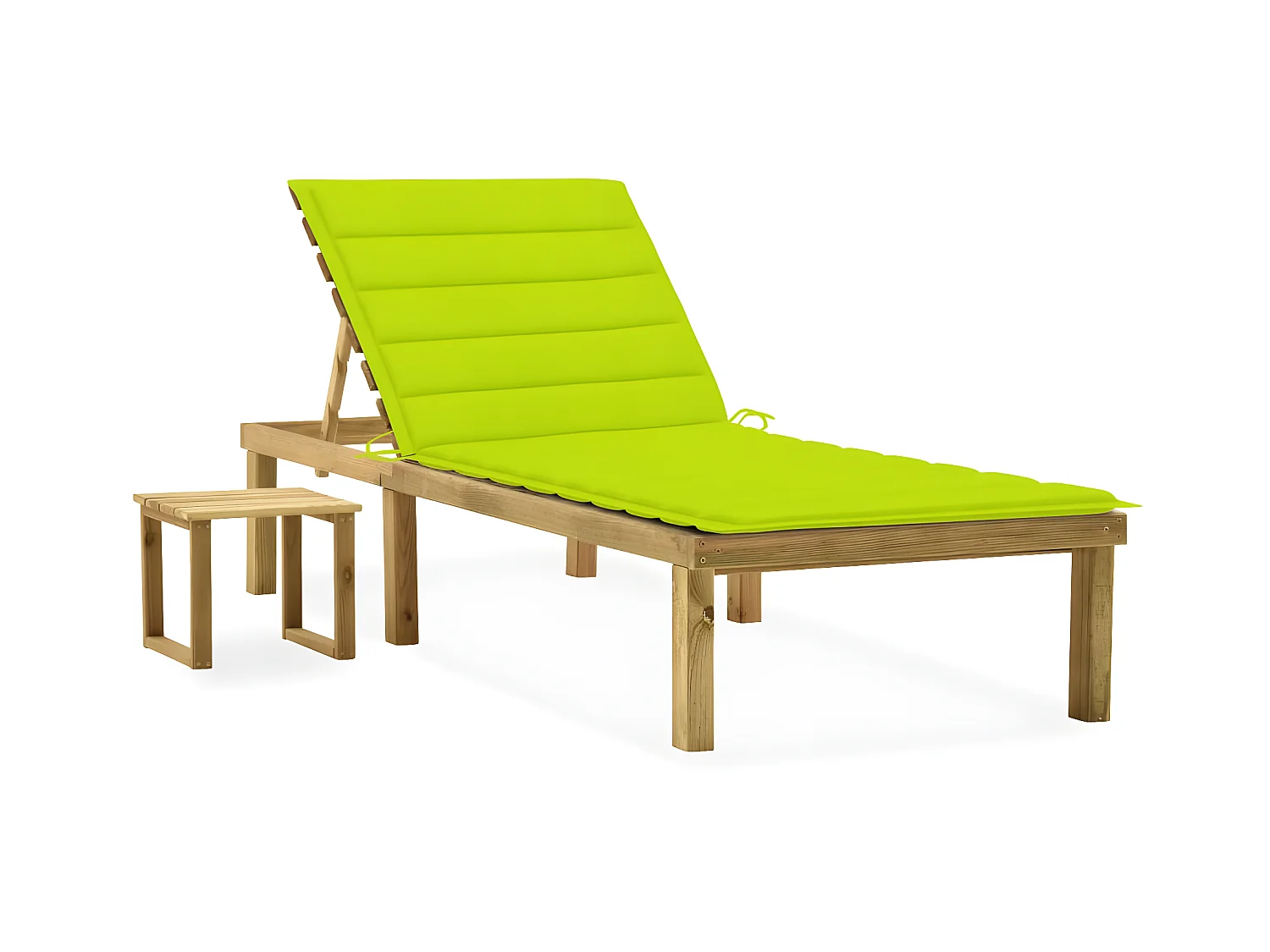 Bain de soleil de jardin avec table et coussin Pin imprégné SEF86363