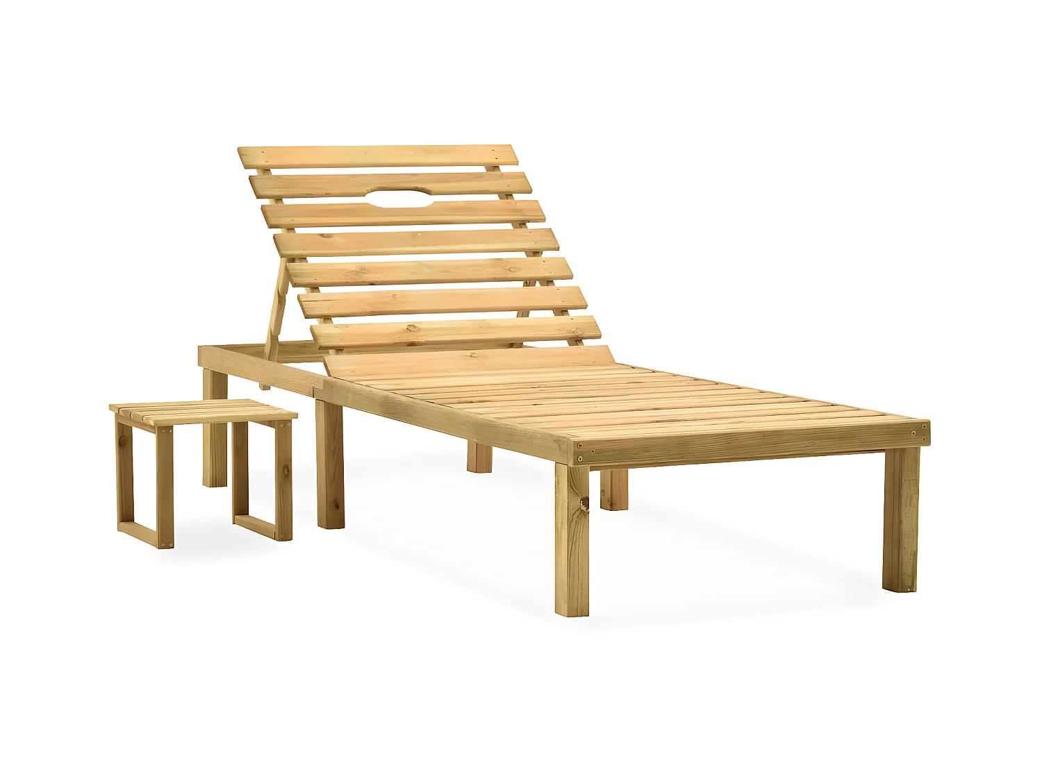 Tumbona de jardín con mesa y cojín de madera de pino impregnada ES93138