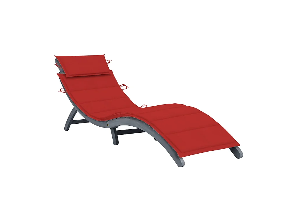 Bain de soleil avec coussin Gris Bois d'acacia solide SEF44046