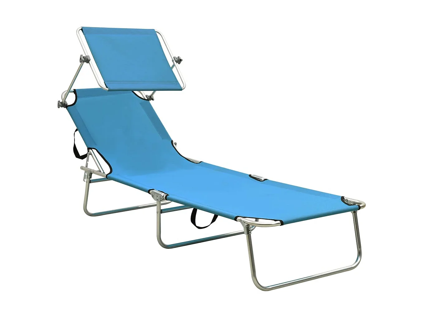 Bain de soleil pliable avec auvent Bleu Aluminium SEF80567