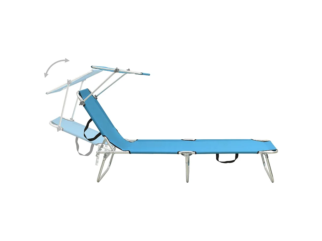 Bain de soleil pliable avec auvent Bleu Aluminium SEF80567