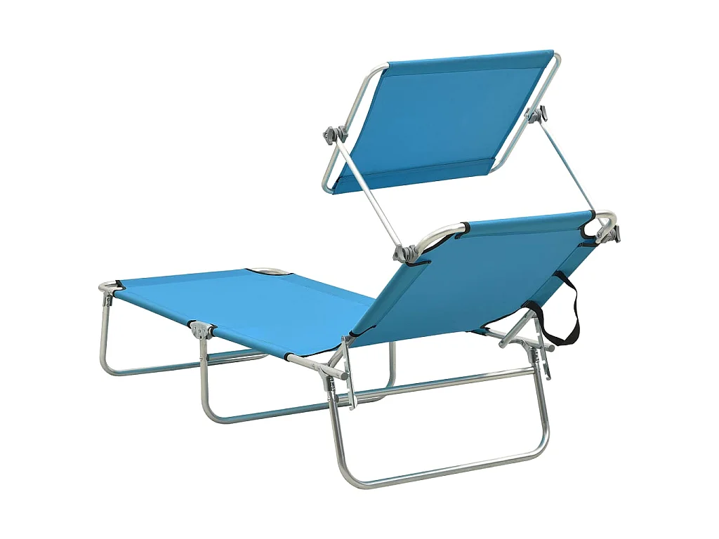 Bain de soleil pliable avec auvent Bleu Aluminium SEF80567