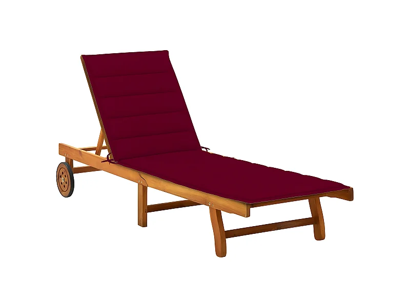 Bain de soleil avec coussin Bois d'acacia solide PEWV20065
