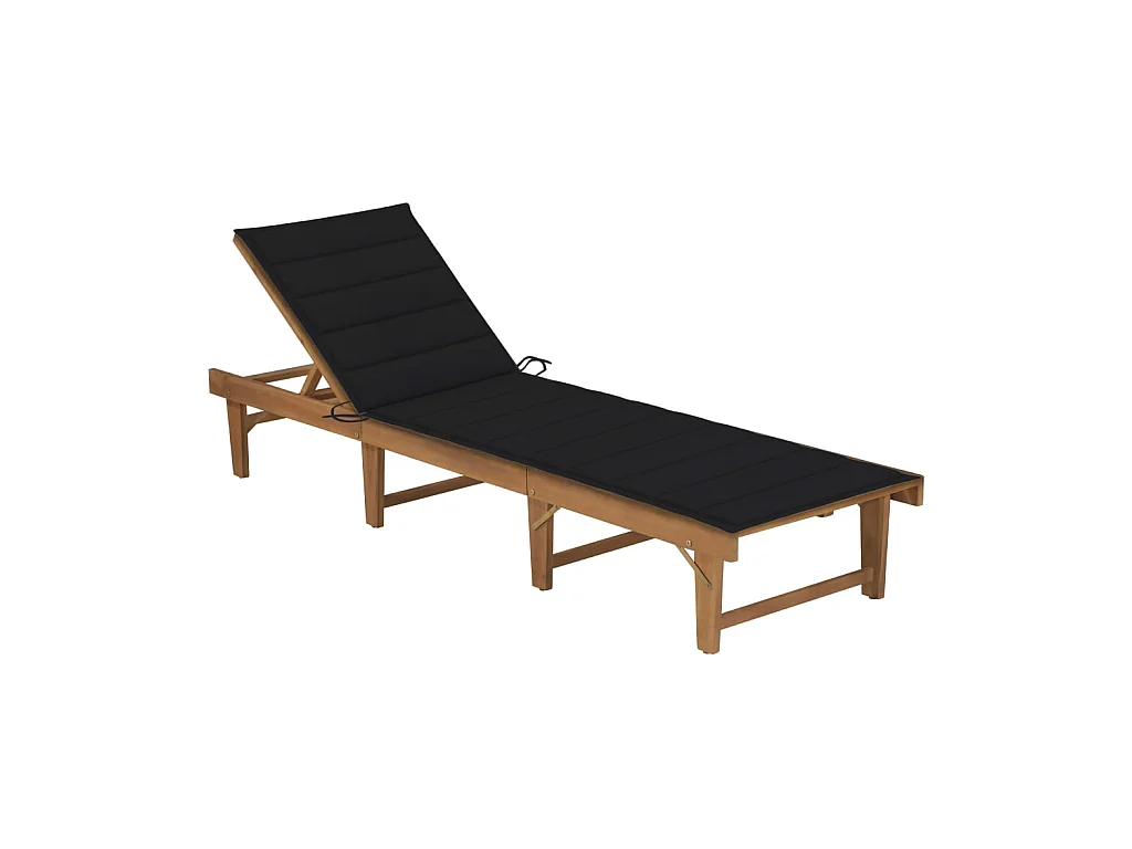 Bain de soleil pliable avec coussin Bois d'acacia solide SEF79394