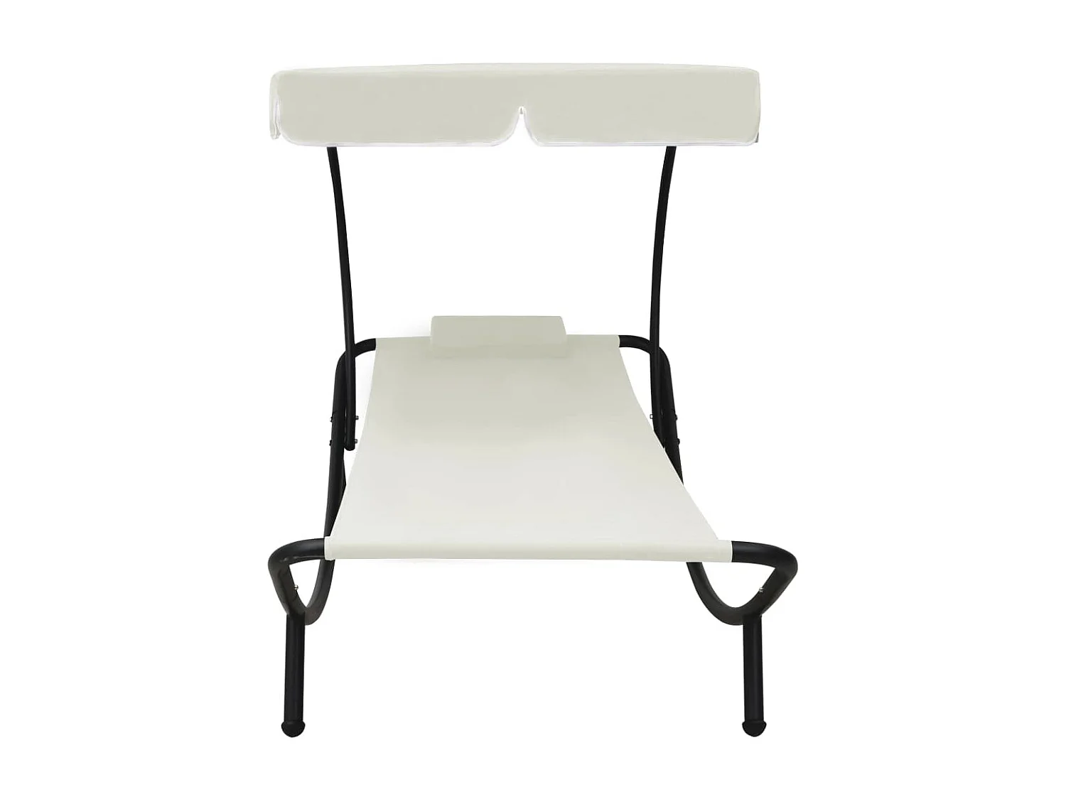 Bain de soleil de jardin avec auvent et oreiller Blanc crème SEF97489